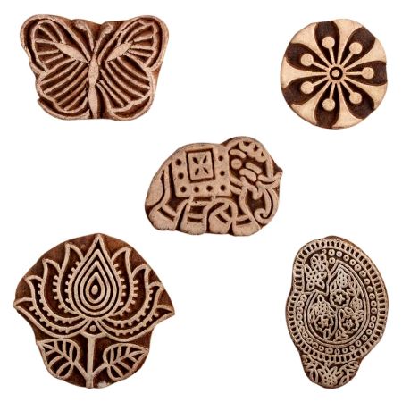 Set of 5 Piece New Mix Wooden Printing Block